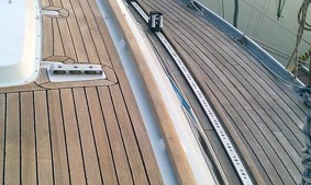 Cleaning teak on a boat
